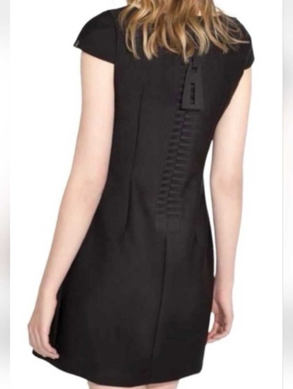 Cop.Copine Black A-Line Short Sleeve Dress with Back Tape Detail